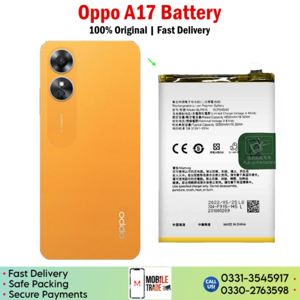 Oppo A17 Original Battery Price In Pakistan.