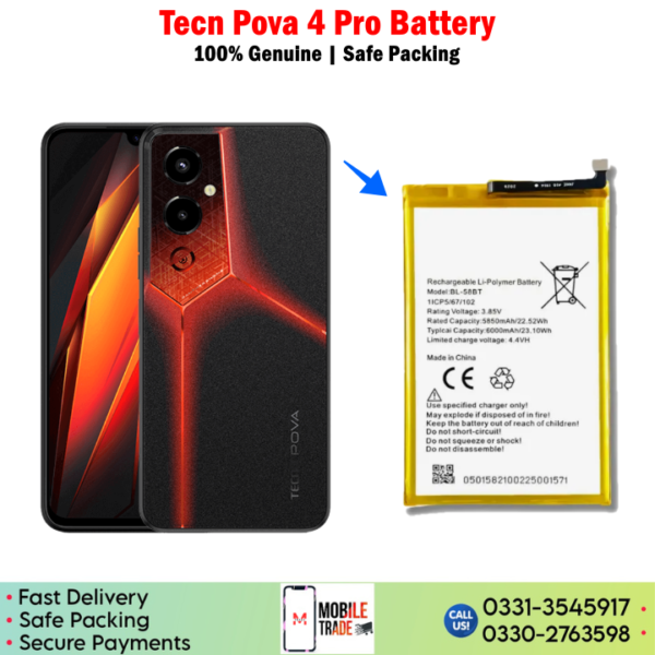 Tecno Pova 4 Pro Battery Price In Pakistan