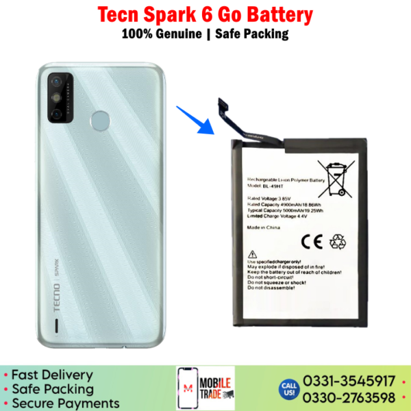 Tecno Spark 6 Go Battery Price In Pakistan