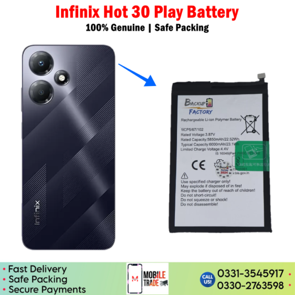 Infinix Hot 30 Play Battery Price In Pakistan