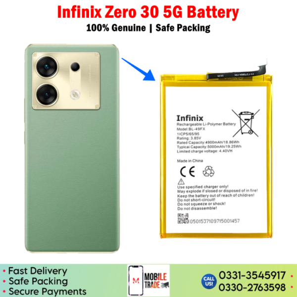 Infinix Zero 30 5G Battery Price In Pakistan