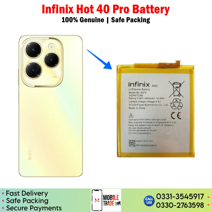 Infinix Hot 40 Pro Battery Price In Pakistan