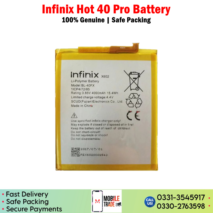 Infinix Hot 40 Pro Battery Price In Pakistan