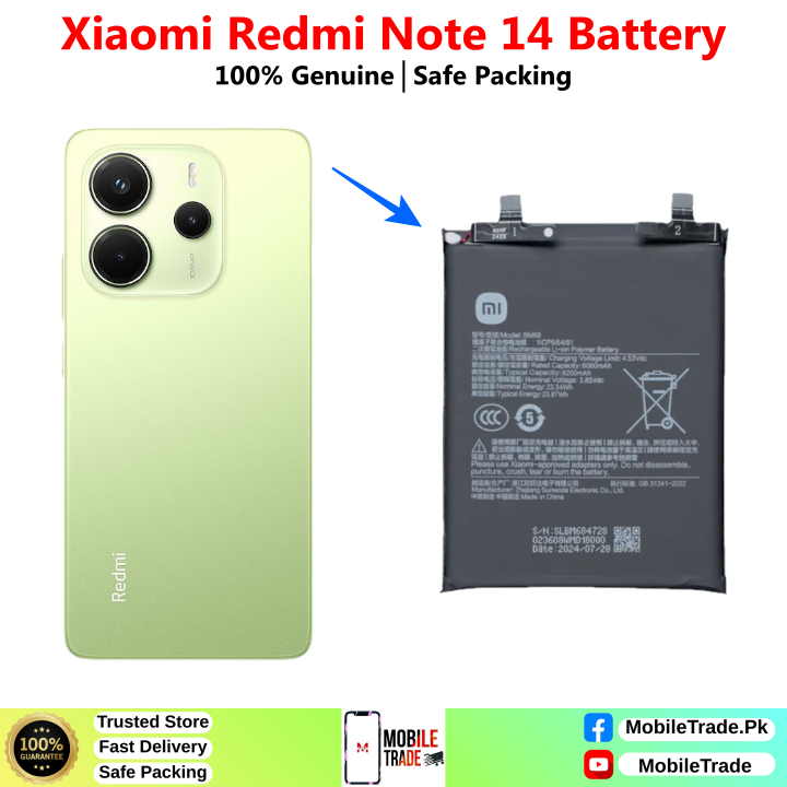 Xiaomi Redmi Note 14 Battery Price In Pakistan 2026