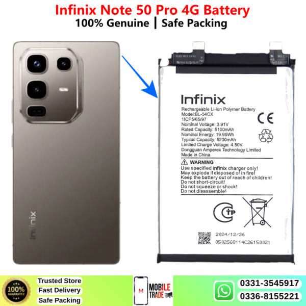 Infinix Note 50 Pro 4G Battery Price In Pakistan