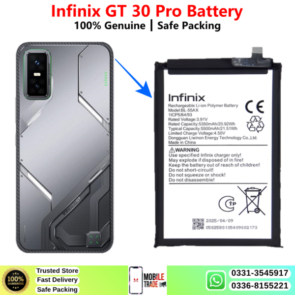 Infinix GT 30 Pro Battery Price In Pakistan 2026