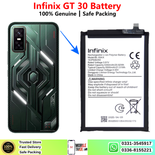 Infinix GT 30 Battery Price In Pakistan 2026