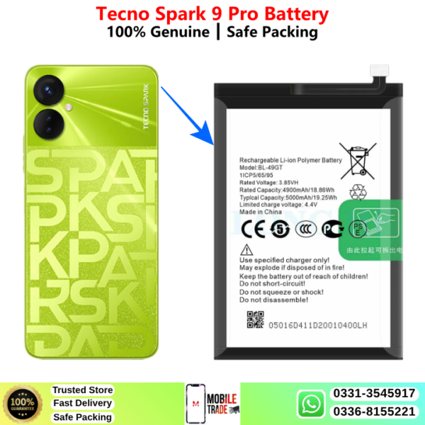 Tecno Spark 9 Pro Battery Price In Pakistan 2026