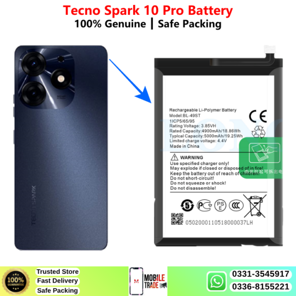 Tecno Spark 10 Pro Battery Price In Pakistan 2026