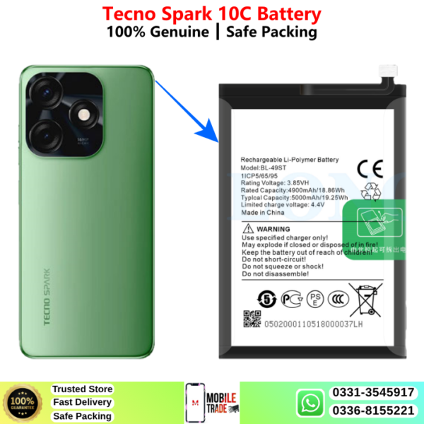 Tecno Spark 10C Battery Price In Pakistan 2026
