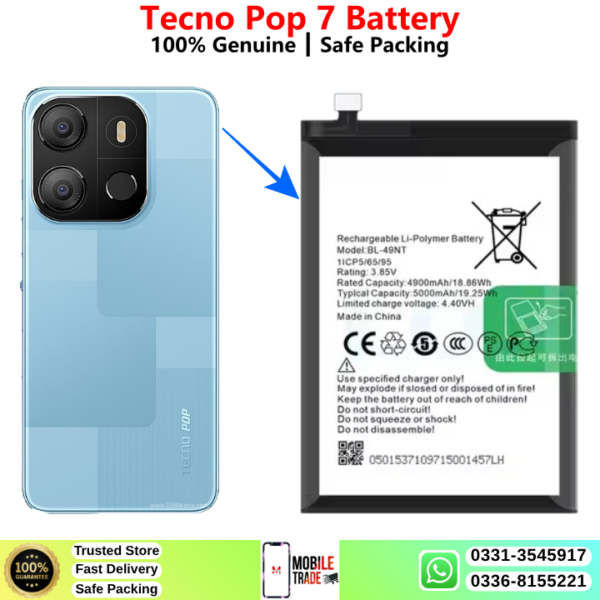 Tecno Pop 7 Battery Price In Pakistan 2026
