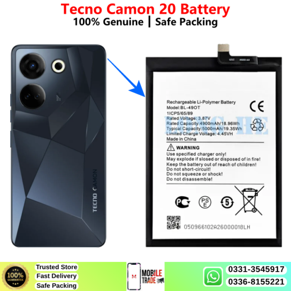 Tecno Camon 20 Battery Price In Pakistan 2026