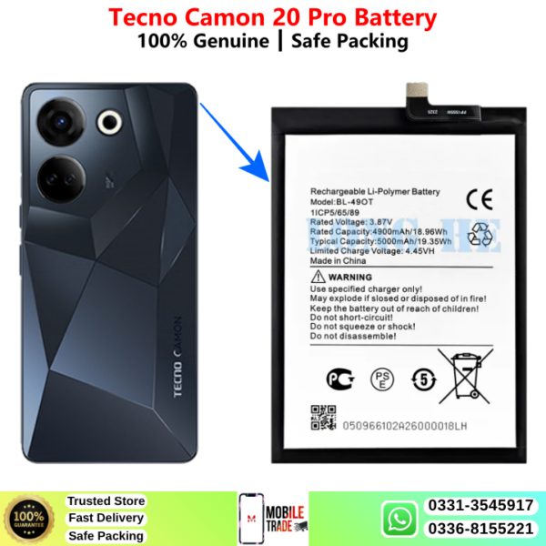 Tecno Camon 20 Pro Battery Price In Pakistan 2026
