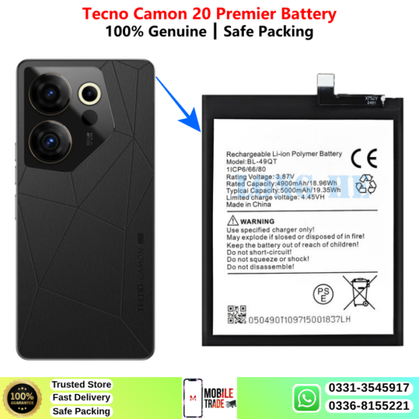 Tecno Camon 20 Premier Battery Price In Pakistan 2026