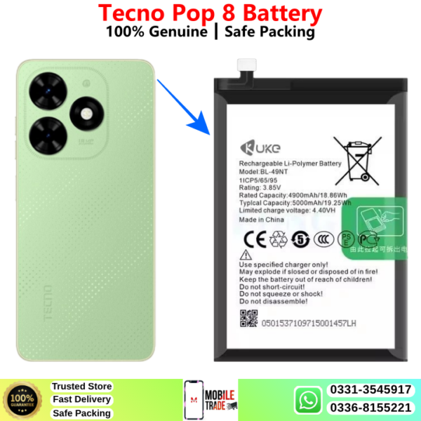Tecno Pop 8 Battery Price In Pakistan 2026