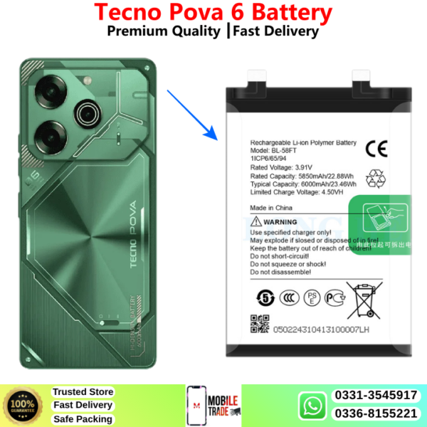 Tecno Pova 6 Battery Price In Pakistan 2026