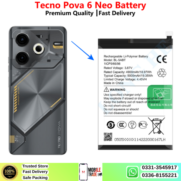 Tecno Pova 6 Neo Battery Price In Pakistan 2026