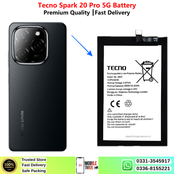 Tecno Spark 20 Pro 5G Battery Price In Pakistan 2026