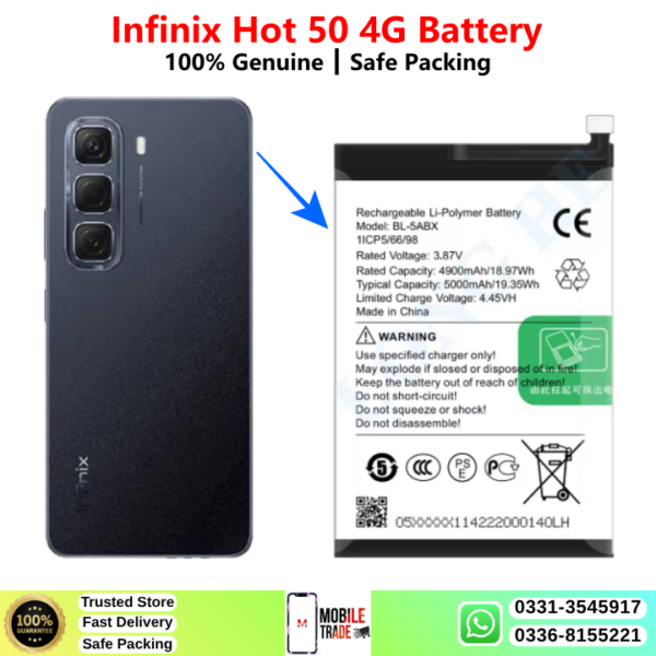 Infinix Hot 50 4G Battery Price In Pakistan