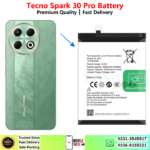 Tecno Spark 30 Pro Battery Price In Pakistan 2026