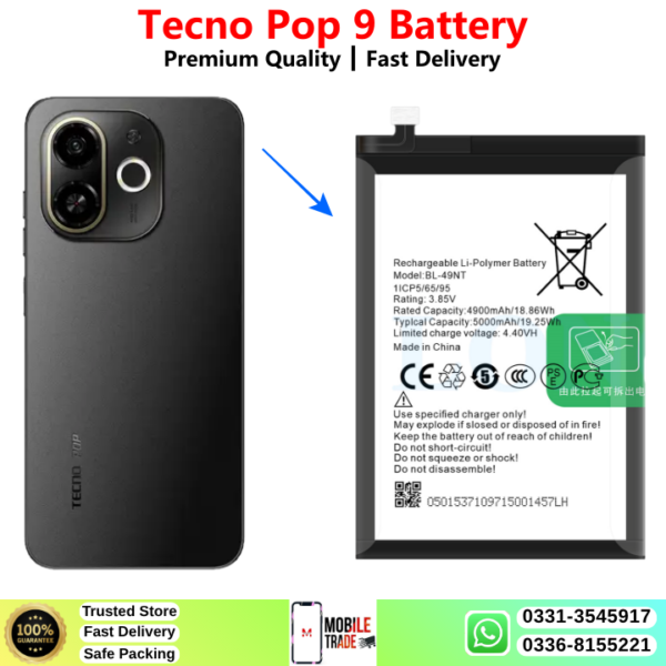 Tecno Pop 9 Battery Price In Pakistan 2026