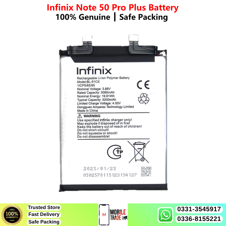 Infinix Note 50 Pro Plus Battery Price In Pakistan 2026