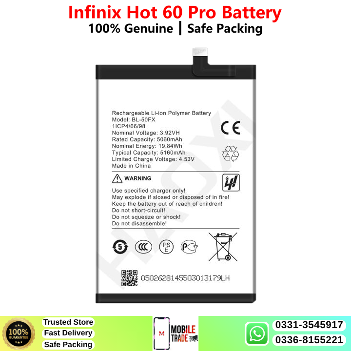 Infinix Hot 60 Pro Battery Price In Pakistan 2026