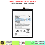 Tecno Camon 20 Pro 5G Battery Price In Pakistan 2026