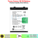 Tecno Camon 30 5G Batery Price In Pakistan 2026