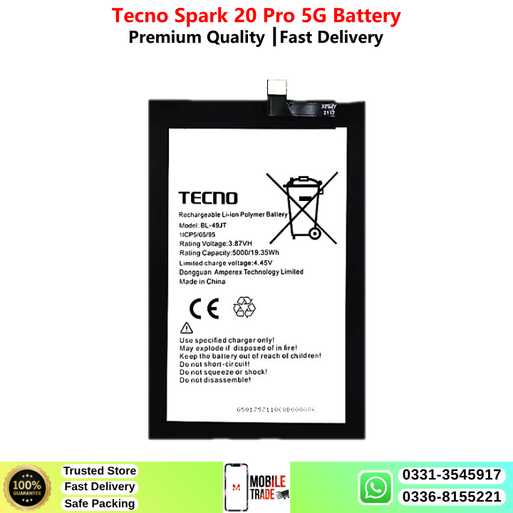Tecno Spark 20 Pro 5G Battery Price In Pakistan 2026