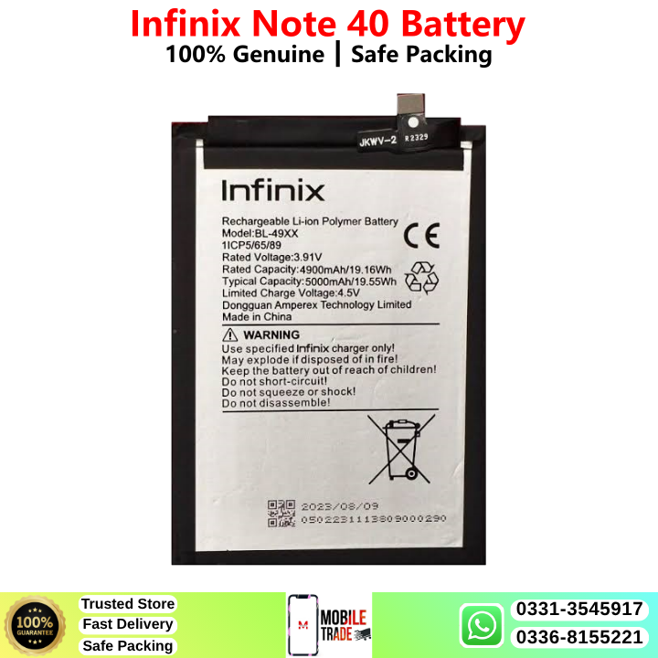 Infinix Note 40 Battery Price In Pakistan