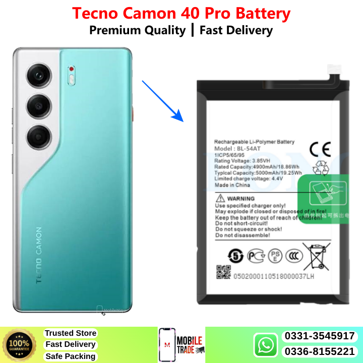 Tecno Camon 40 Pro Battery Price In Pakistan 2026