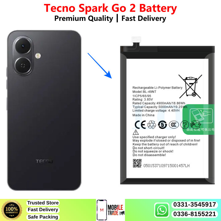 Tecno Spark Go 2 Battery Price In Pakistan 2026