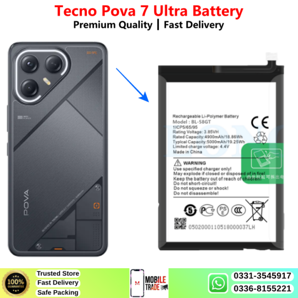 Tecno Pova 7 Ultra Battery Price In Pakistan 2026