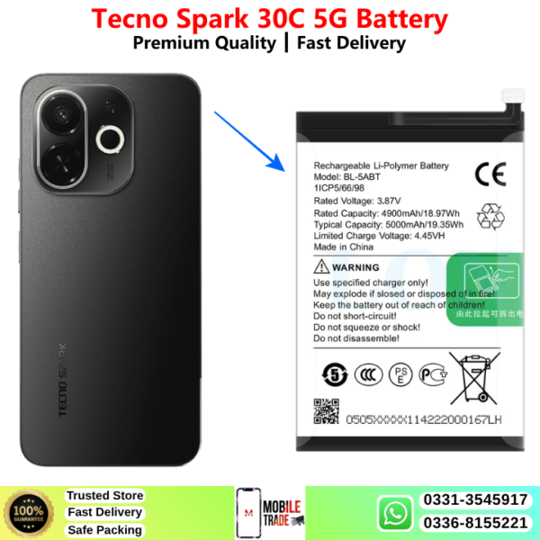Tecno Spark 30C 5G Battery Price In Pakistan 2026