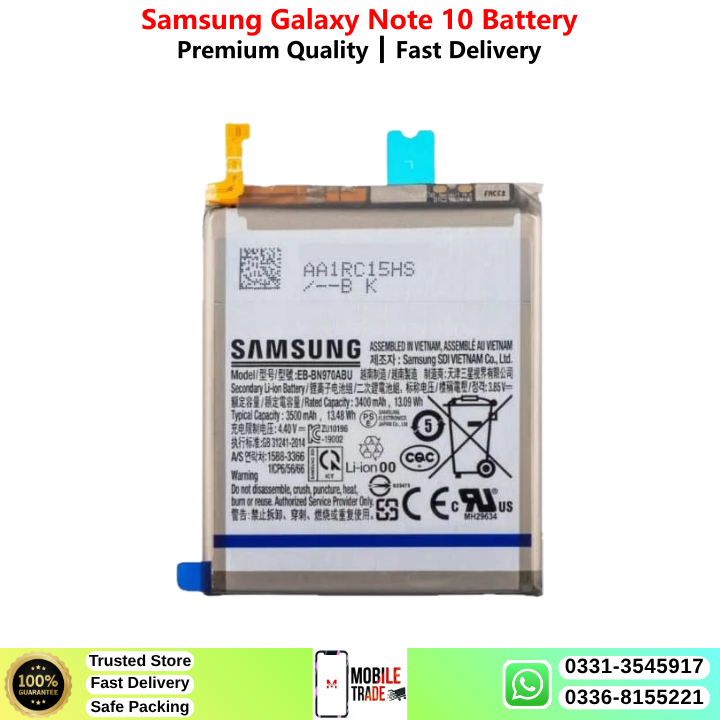 Samsung Galaxy Note 10 Battery Price In Pakistan 2027