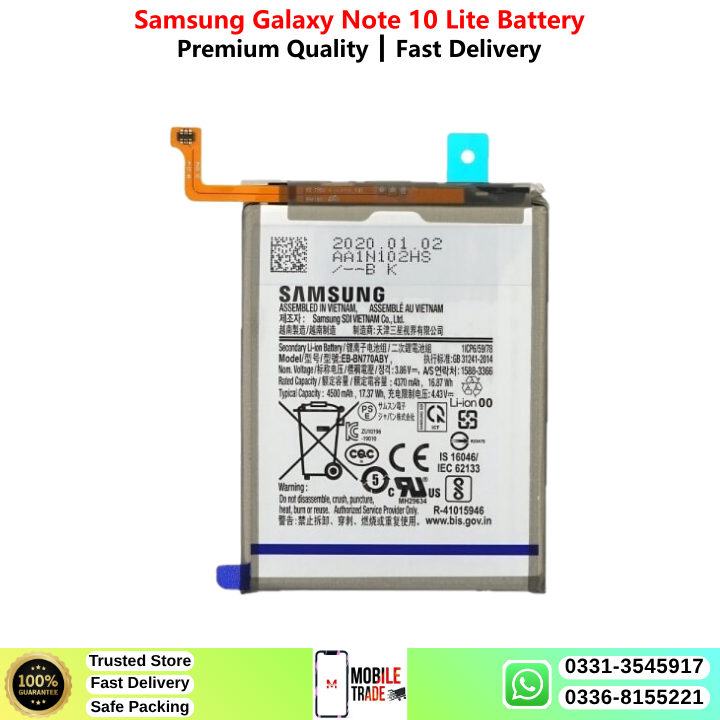 Samsung Galaxy Note 10 Lite Battery Price In Pakistan 2027